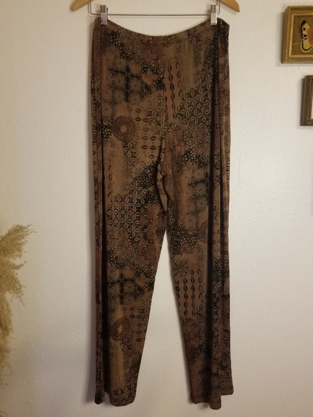 Vtg Chicos Travelers Brown Patchwork Pants, Size 3/XL